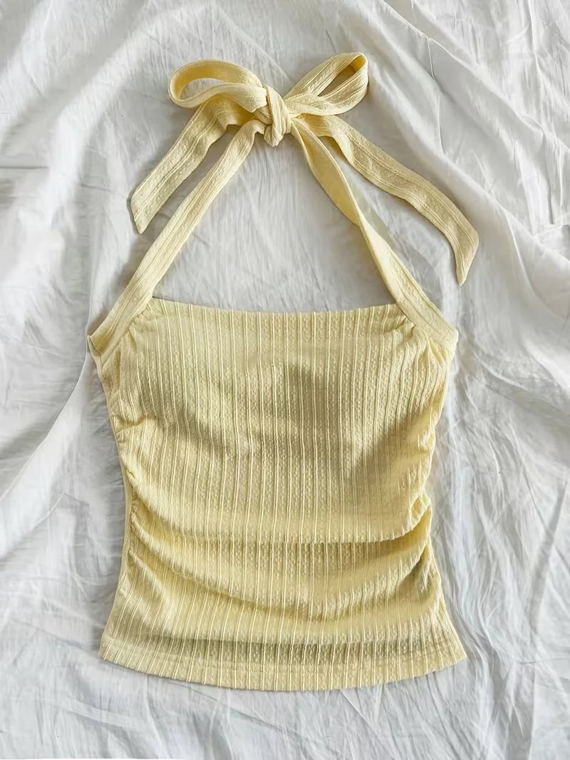 Poppy | Yellow Knit Tie Top