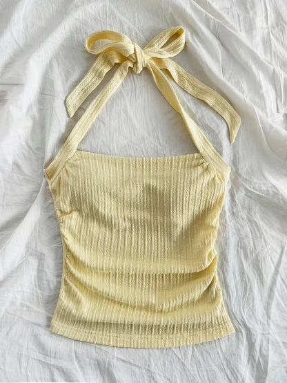 Poppy | Yellow Knit Tie Top