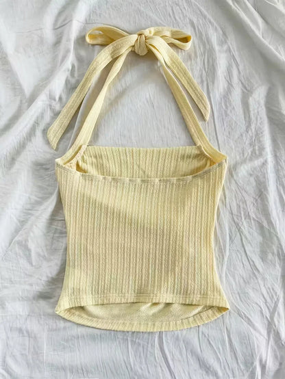 Poppy | Yellow Knit Tie Top