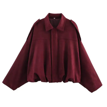 Brandy | Oversized Suede-Texture Jacket
