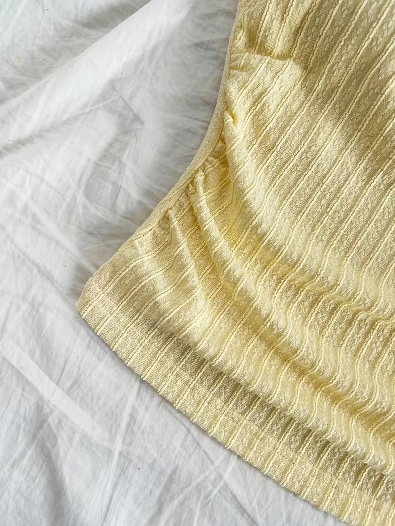 Poppy | Yellow Knit Tie Top