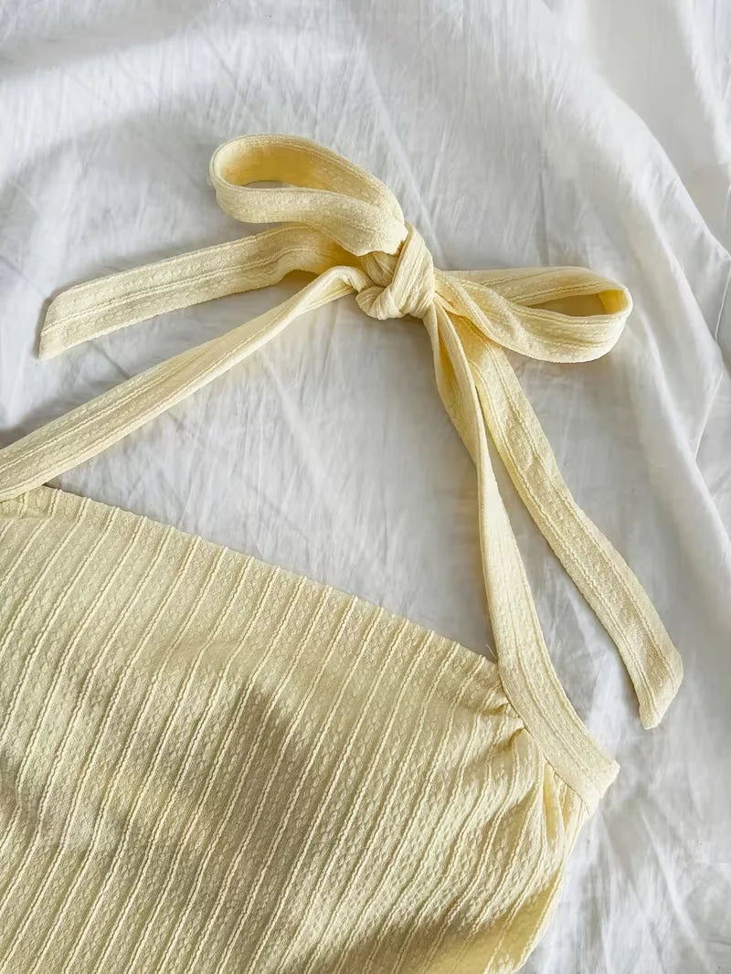 Poppy | Yellow Knit Tie Top