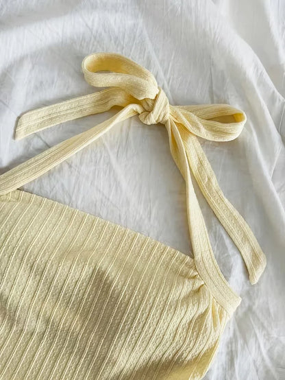 Poppy | Yellow Knit Tie Top