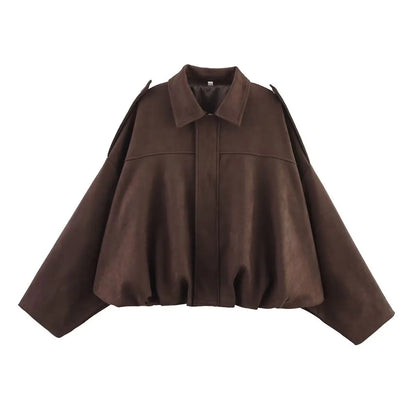 Brandy | Oversized Suede-Texture Jacket